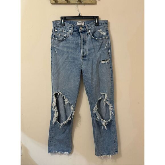 Agolde Jeans Women’s Distressed 90's Pinch Waist High Rise Button Fly Denim 27 - Picture 1 of 9
